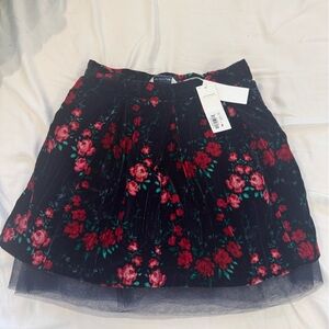Janie and Jack Floral Velvet Skirt with side zip and tulle